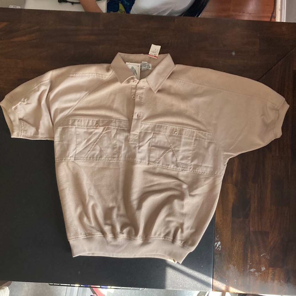 Alexxus Exclusive Mens Polo Size XL Color Tan With Tags. Classic.